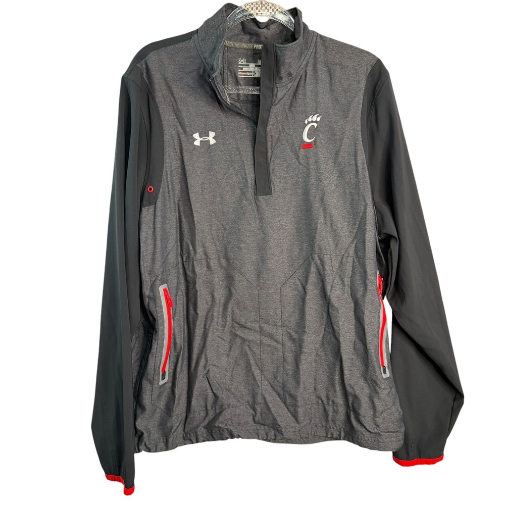Under Armour Cincinnati Bearcats Mens‎ Large Gray Quarter Zip Pullover Jacket